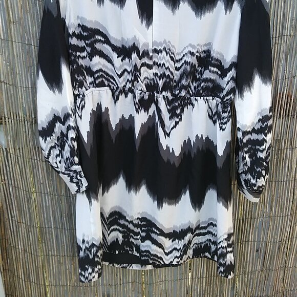 C. Luce Black & White Scoop Neck Long Sleeve Women's Dress - L - Picture 12 of 16